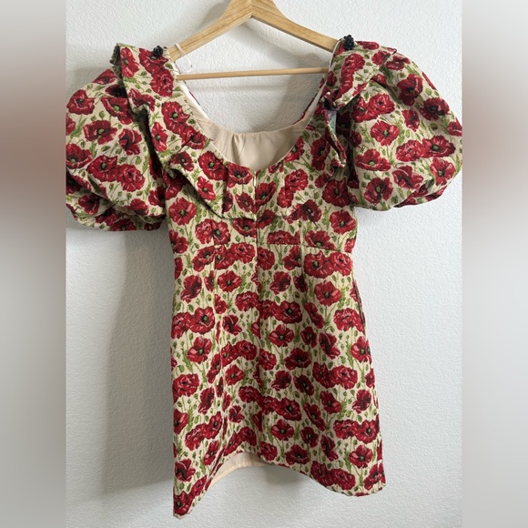 NWT SISTER JANE SHIRLEY POPPY TAPESTRY DRESS - TAN RED FLORAL Sz Small - Picture 15 of 16